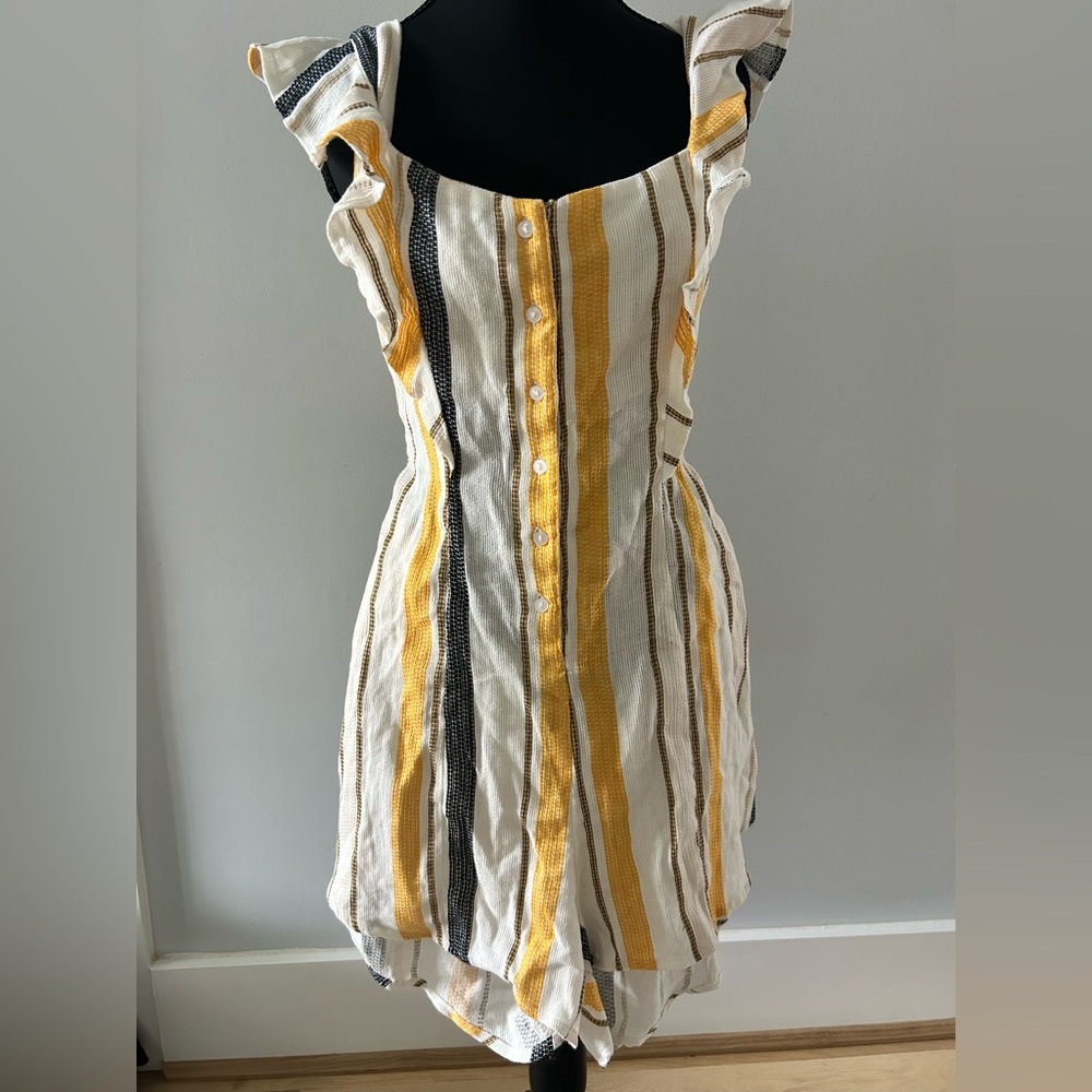 Beach Riot Yellow and Black Jumpsuit with Flutter Sleeves